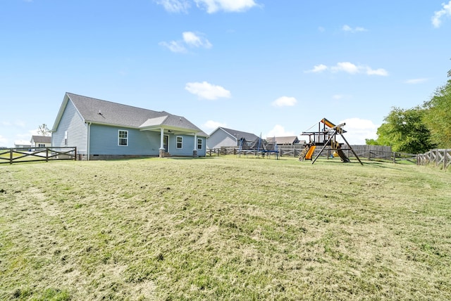 view of yard with a playground