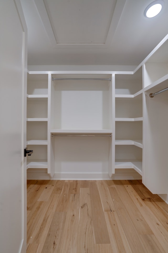 walk in closet featuring hardwood / wood-style flooring