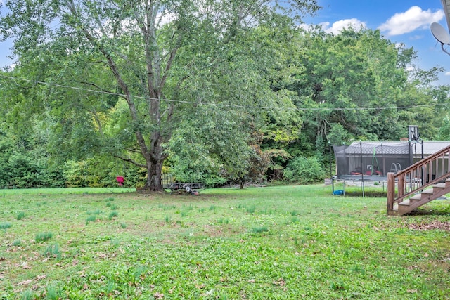 view of yard featuring a trampoline