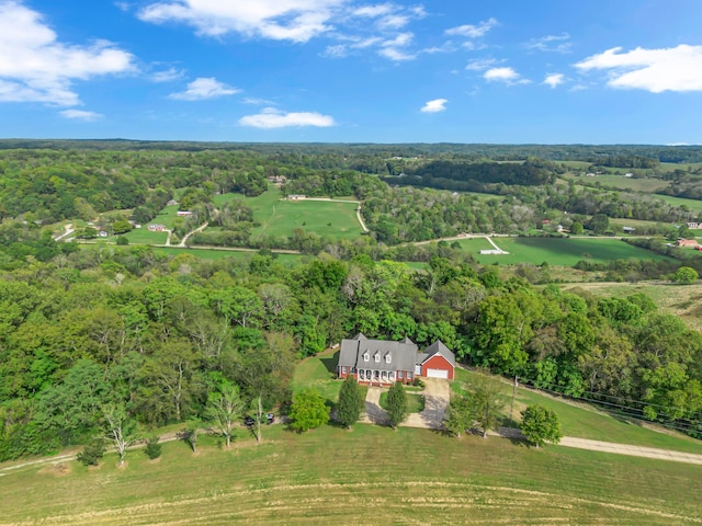 birds eye view of property featuring a rural view