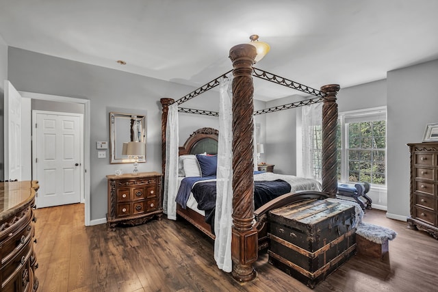 bedroom featuring dark hardwood / wood-style floors