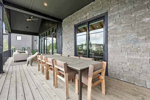 deck featuring ceiling fan