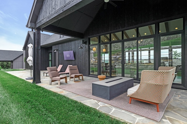 view of patio / terrace with ceiling fan