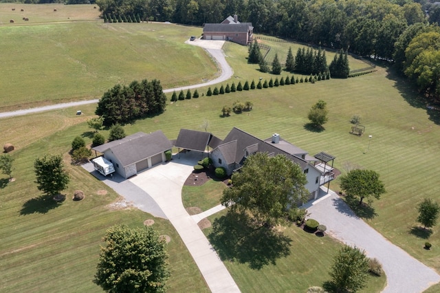 aerial view featuring a rural view