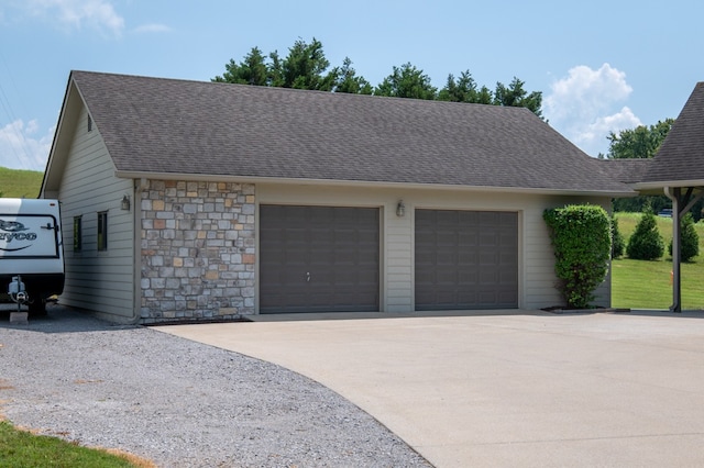 exterior space featuring a garage