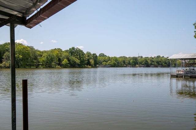 property view of water featuring a boat dock