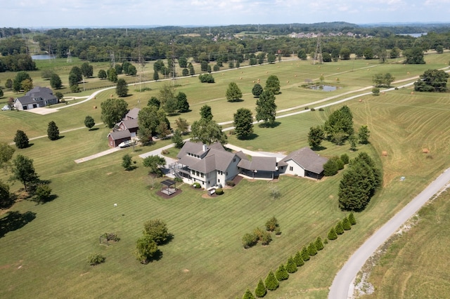 drone / aerial view with a rural view