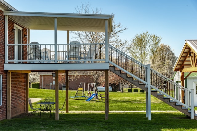 view of playground featuring a yard