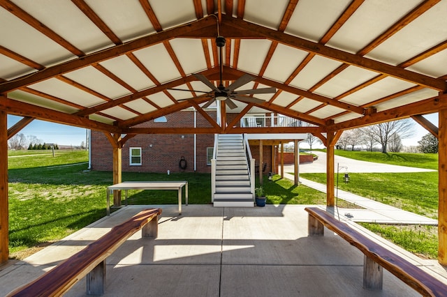 view of patio with ceiling fan