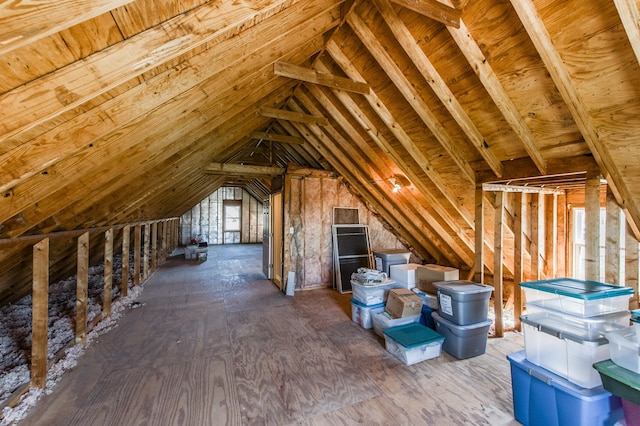 view of unfinished attic