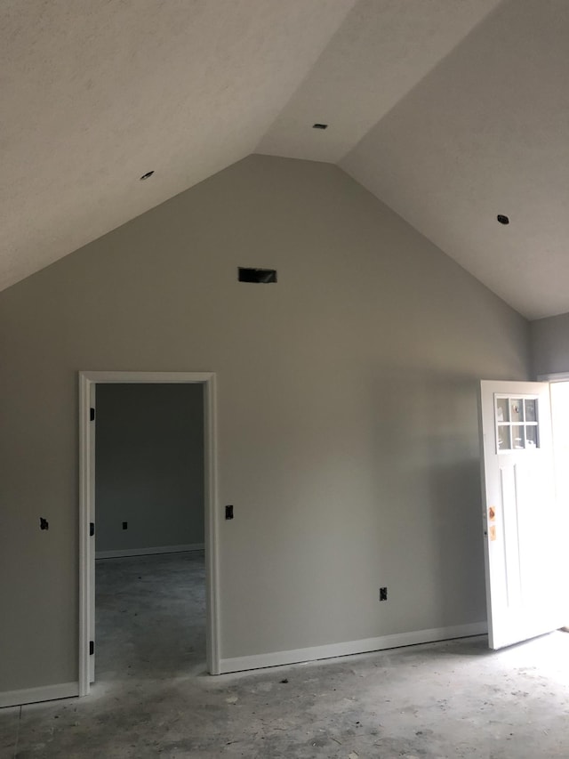 interior space featuring lofted ceiling