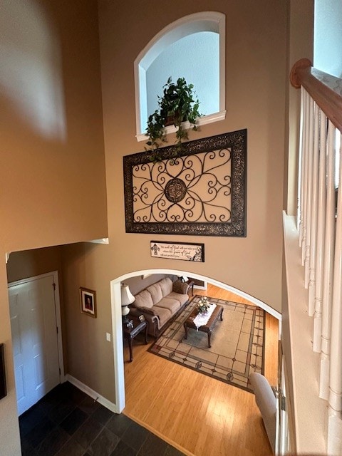 living room featuring dark hardwood / wood-style floors