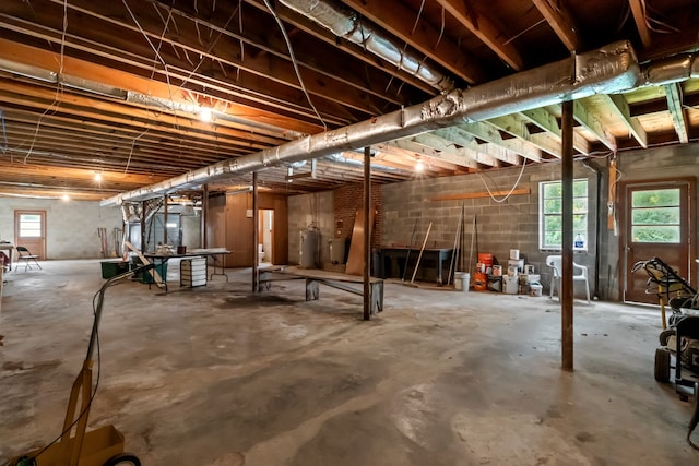 basement with a healthy amount of sunlight