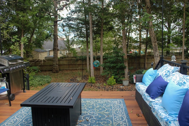 deck featuring grilling area