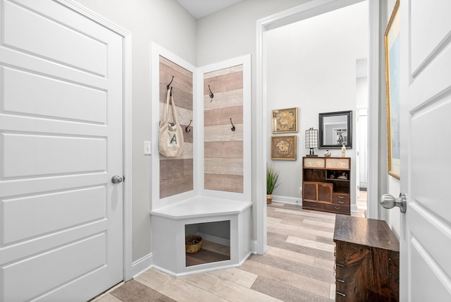 mudroom featuring light hardwood / wood-style flooring