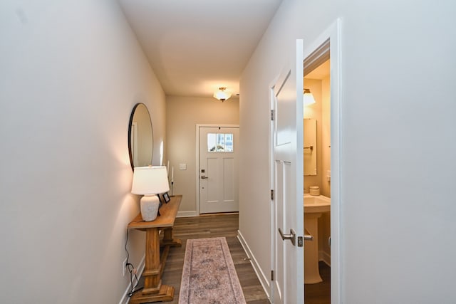 entryway featuring dark hardwood / wood-style flooring