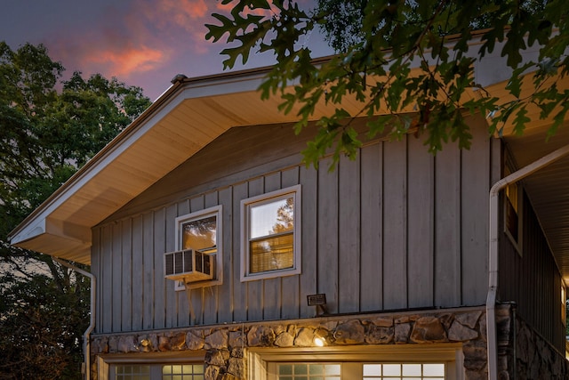 view of property exterior at dusk