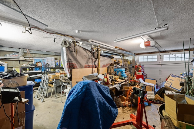 garage with a garage door opener