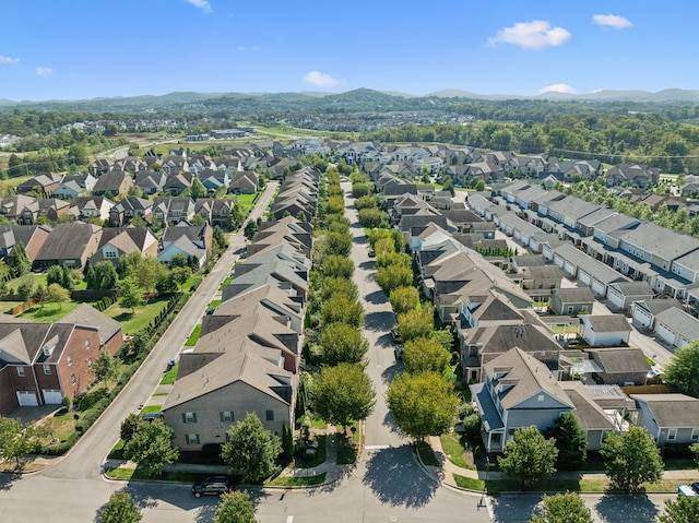 bird's eye view with a mountain view