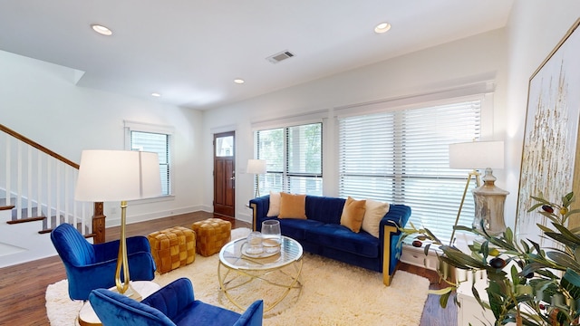 living room with wood-type flooring