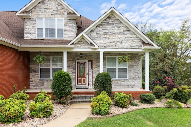 craftsman inspired home with covered porch