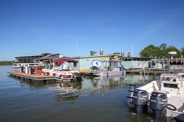 dock area with a water view