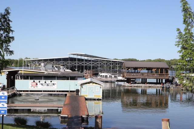 view of dock featuring a water view