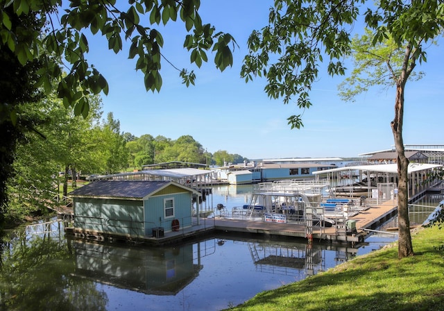 dock area with a water view and cooling unit