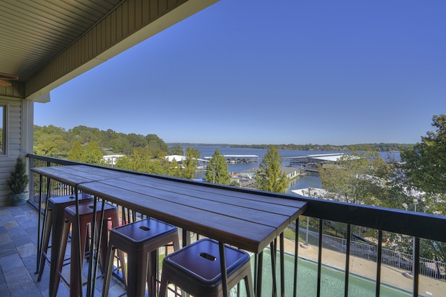 balcony with a water view