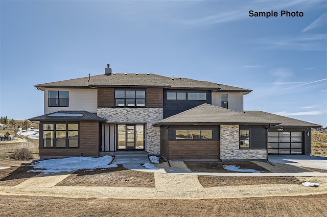 prairie-style home with a patio area