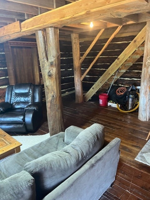 view of unfinished attic