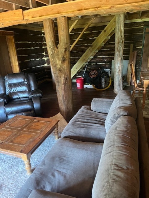 view of unfinished attic