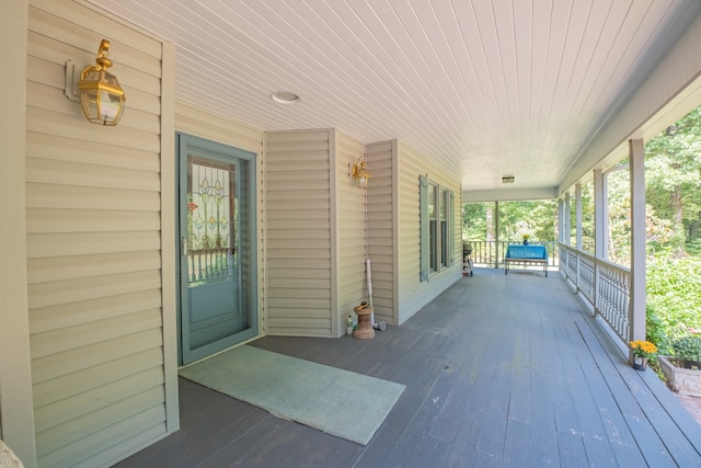 deck featuring covered porch