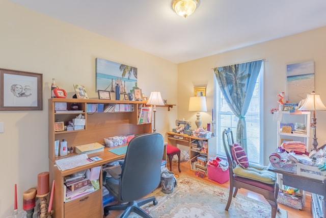 office with hardwood / wood-style flooring