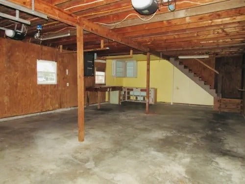 basement with electric panel