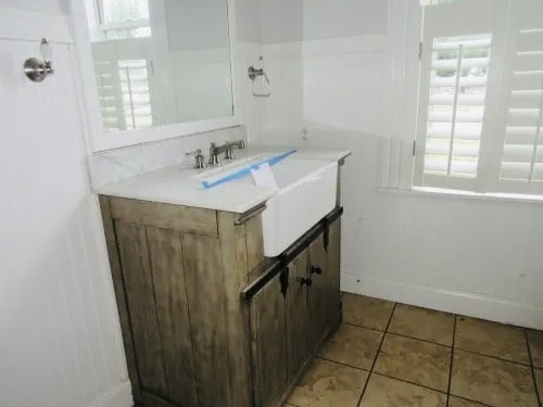 bathroom featuring vanity and tile patterned floors