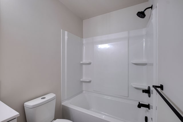 full bathroom featuring vanity, toilet, and tub / shower combination