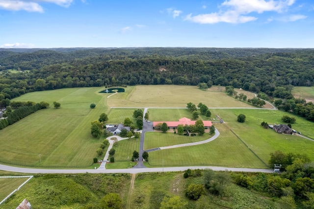 birds eye view of property featuring a rural view