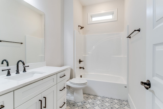 full bathroom featuring vanity, toilet, and tub / shower combination