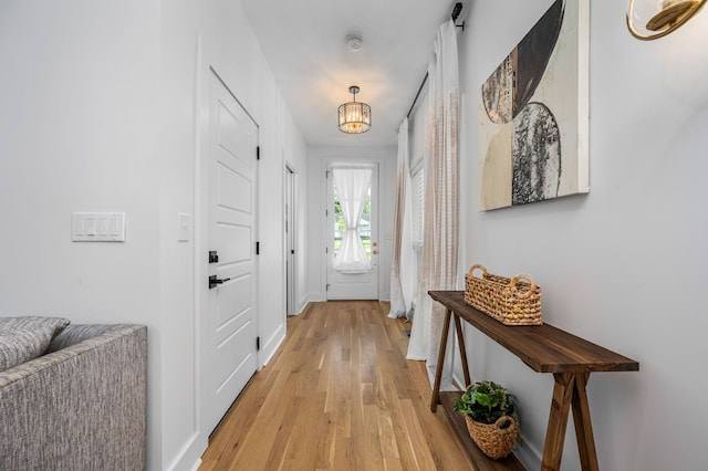 entryway with light hardwood / wood-style floors