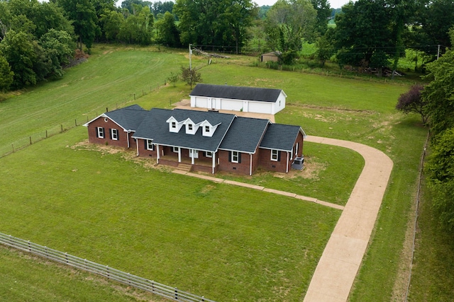 aerial view featuring a rural view