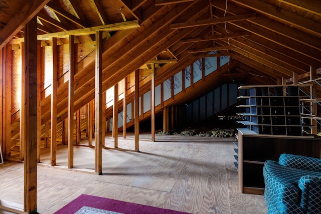 view of unfinished attic