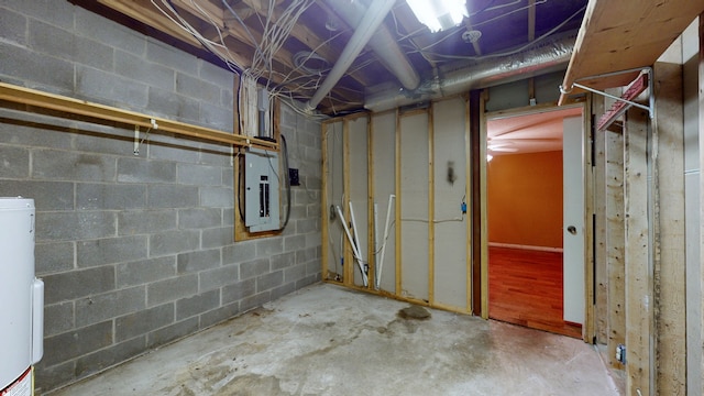 basement with electric panel