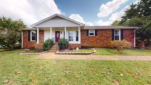 ranch-style house with a front lawn