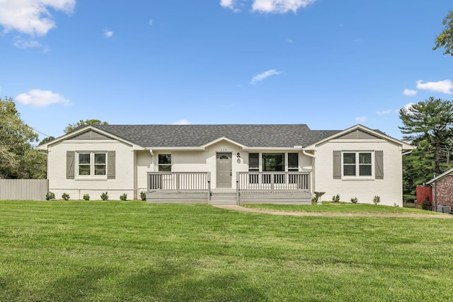 ranch-style house with a front lawn