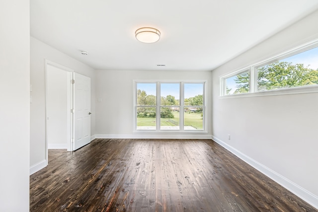 empty room featuring dark hardwood / wood-style floors and a healthy amount of sunlight