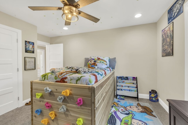 bedroom with carpet and ceiling fan