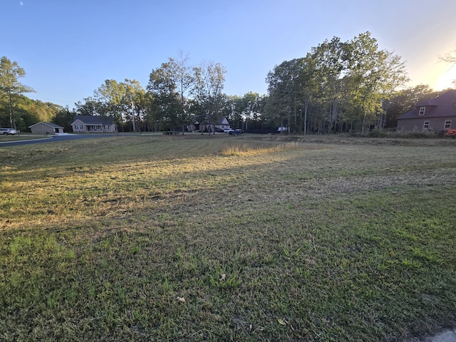 view of yard at dusk