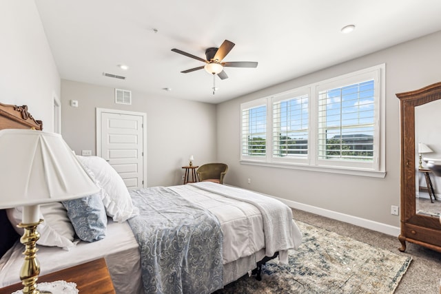 bedroom with carpet and ceiling fan