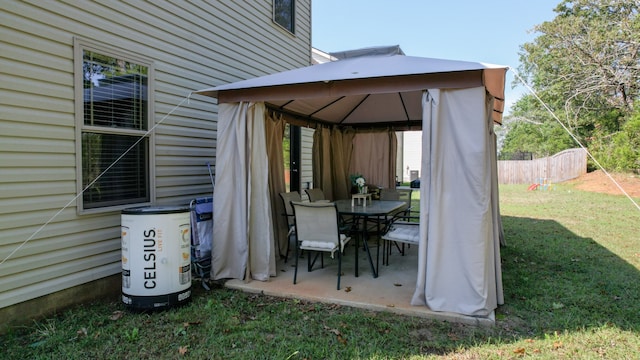 view of patio featuring a gazebo